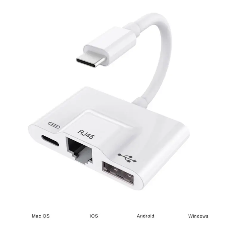OTG проводной Ethernet LAN сетевой адаптер Шнур-переходник type-C к RJ45 кабель конвертер
