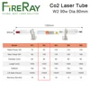 FireRay Reci W2 T2 90W-100W Co2 Tube Laser Dia. Alimentation d'énergie de 80mm 65mm 100W pour la découpeuse de gravure de Laser de Co2 ► Photo 3/6