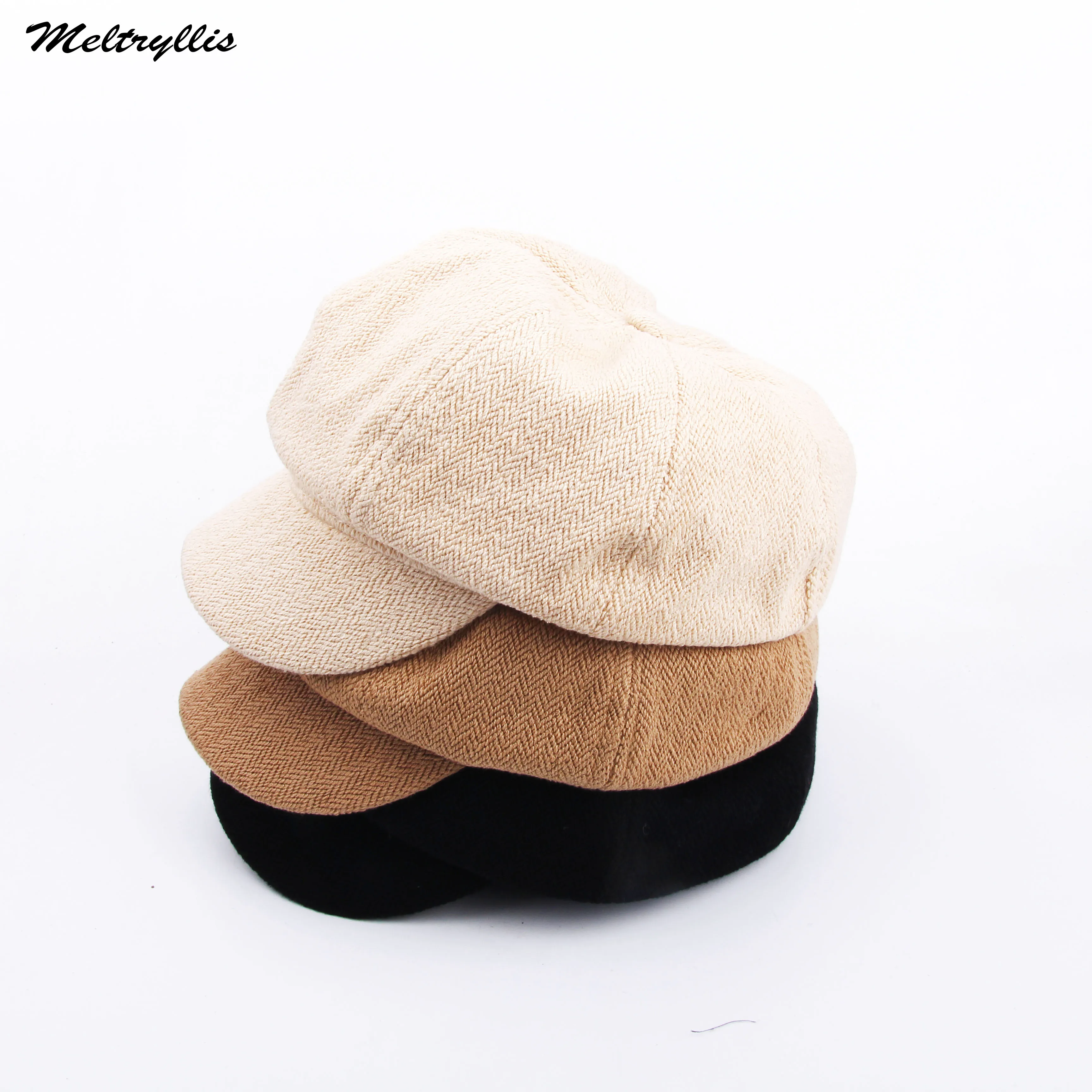 

[Meltryllis] Fashion Spring New Cotton and Linen Octagonal Cap Newsboy Hat Women Casual Hats Elegant Unisex Beanies Beret