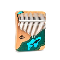 Hluru 21 Keys Kalimba Thumb Piano Calimba Solid Wood Epoxy Resin  Keyboard Music Instrument Christmas Gift With Accessories