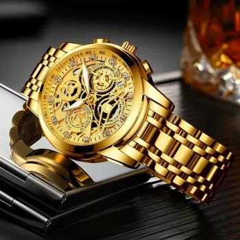 Quartz men watches Luxury Watch male Top Brand Fashion sport Relojes Hombre Gold Wristwatch Relogio Masculino Business for man