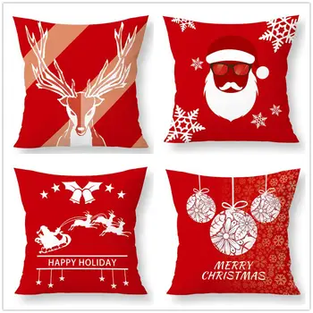 

45x45cm Square Pillow Cover Cushion Case Toss Pillowcase Hidden Zipper Closure Pillows Christmas Style Pattern Pillow Case