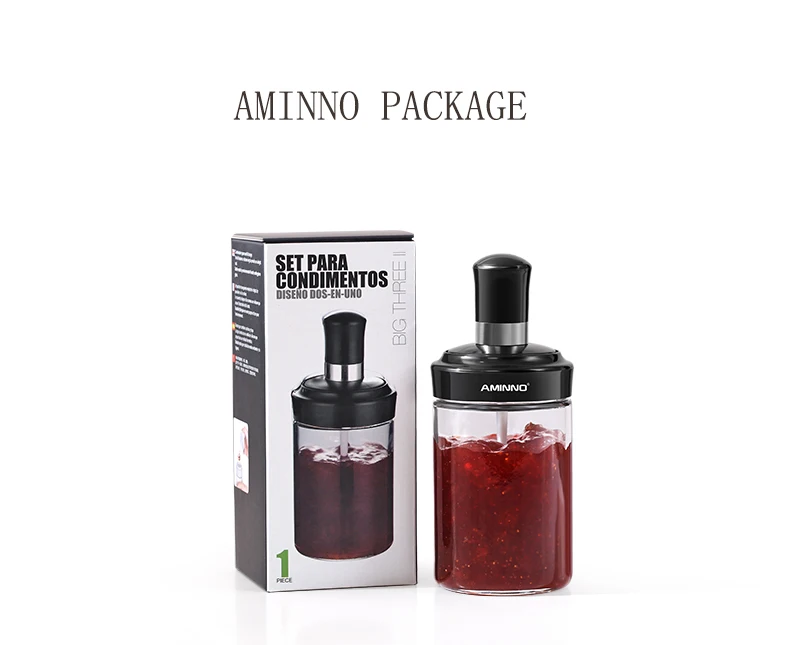 AMINNO Chili Sauce Bottle Seal Glass Seasoning Bottle Ketchup Bottle Honey Jam Bottle 250ml