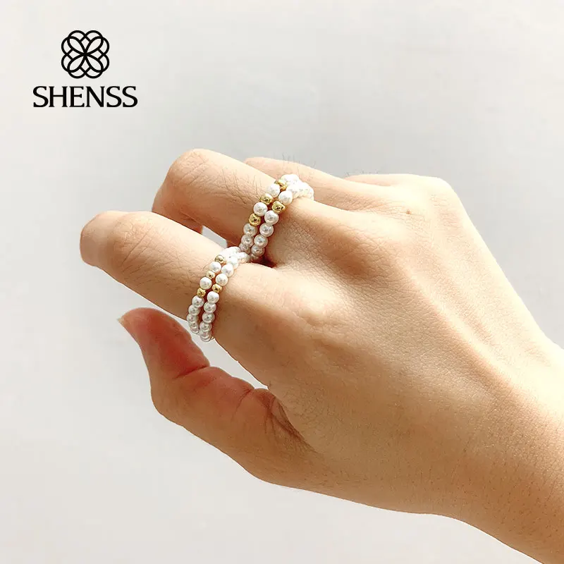

Shell Pearl Ring Elastic Ring 2 Circles