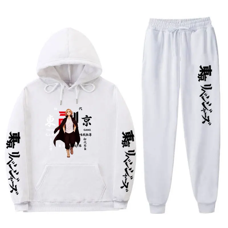 2021 Hot-selling anime joggingbroek Tokyo Avengers printed 2-piece winter sweatshirt + drawstring pants hoodie sweatshirt mens tracksuit set