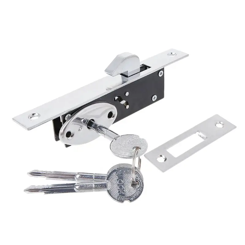 Durable Aluminum Alloy Sliding Door Hook Lock Cross-shaped Key Bolt Locks for Framed Glass Door