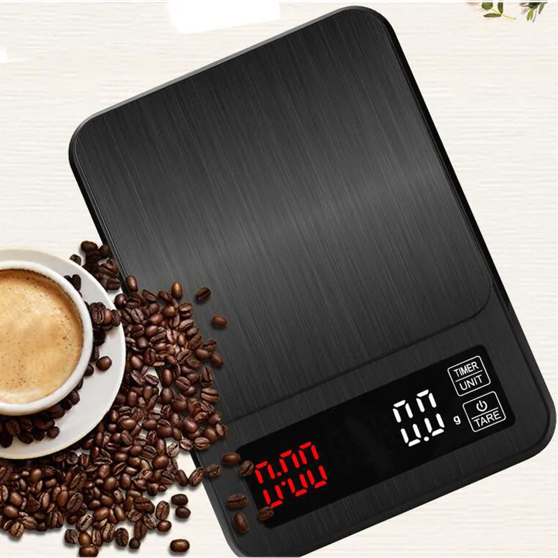 Цифровые кухонные весы с двойным питанием USB, 3 кг, с функцией синхронизации, ручные кофейные весы, кухонные электронные весы для выпечки - Цвет: Black