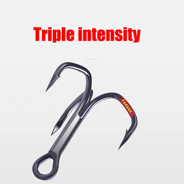 HYBOLAN 6pcs/lot Fishing Treble Hooks 4X Strong Black Nickle High