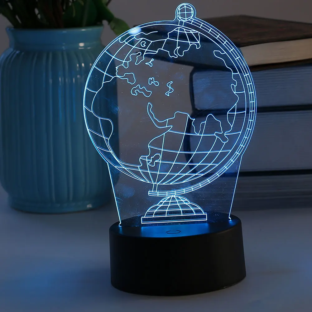 3D USB LED Night Light Table Lamps Earth Pattern Christmas Room Decoration