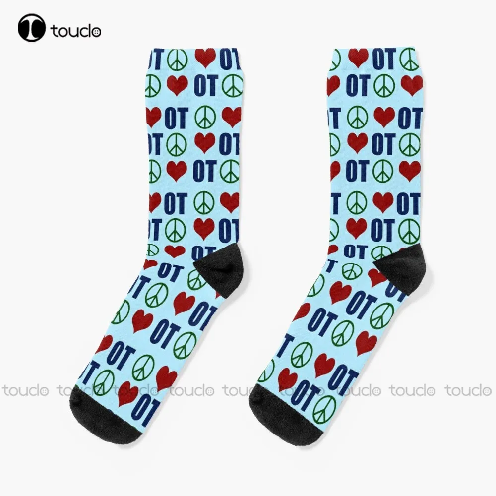 PeaceLoveOccupationalTherapySocksFunSocksForWomenPersonalized