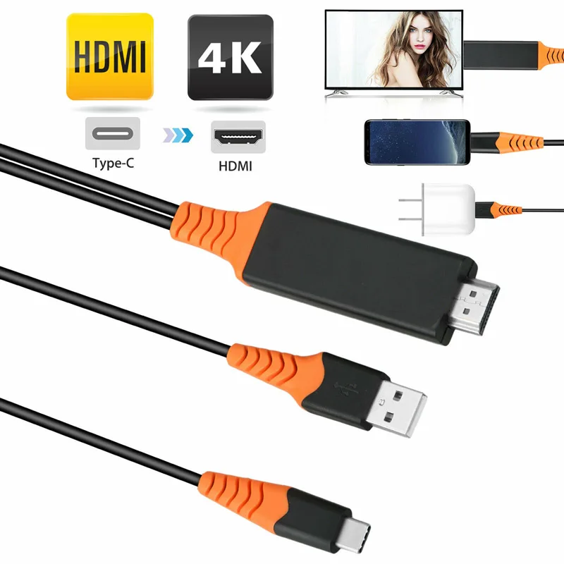 

1.8m USB Type C to HDMI Phone Cable to HDMI TV Mirroring 4K 60Hz Thunderbolt Splitter Cable for MacBook Samsung Micro USB Type C
