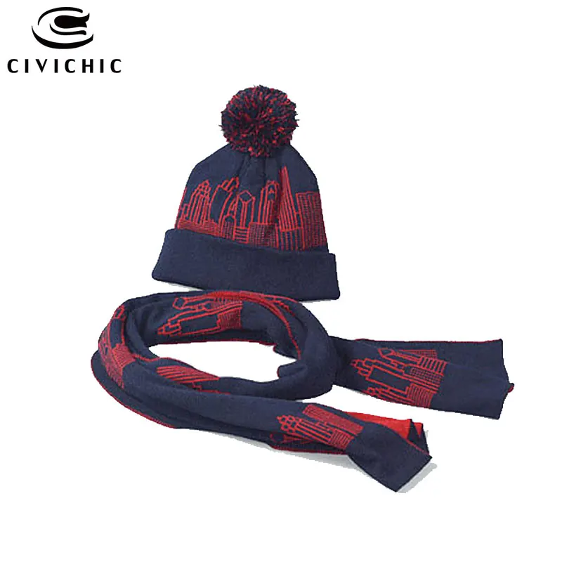 CIVICHIC стильный искусственный шерстяной зимний теплый вязаный головной убор шарф набор унисекс ручной работы шапки с шалью для девочек элегантный головной убор теплый SH107