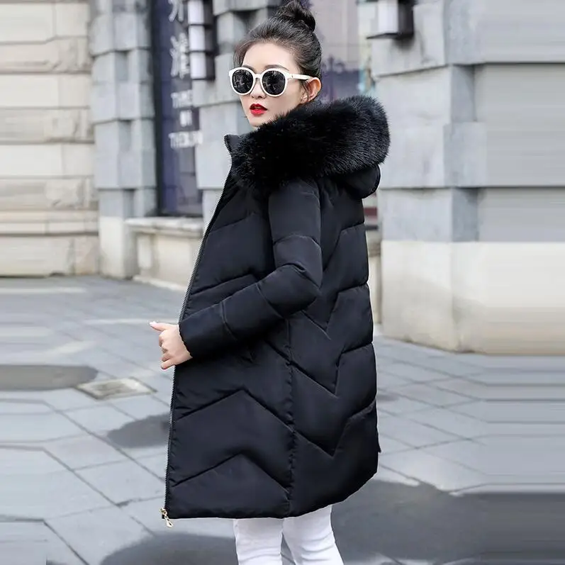 Большие меховые парки женские зимние пальто Плюс Размер 7XL зимние куртки с капюшоном женские теплые зимние пуховики женские пальто Новинка - Цвет: black 2