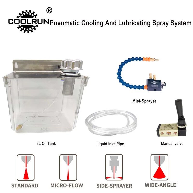 CNC Machine Tool Pneumatic Sprayer Water Pipe Oil Pump Lubrication System Low Pressure Water Spray Transparent 3L Oil Tank