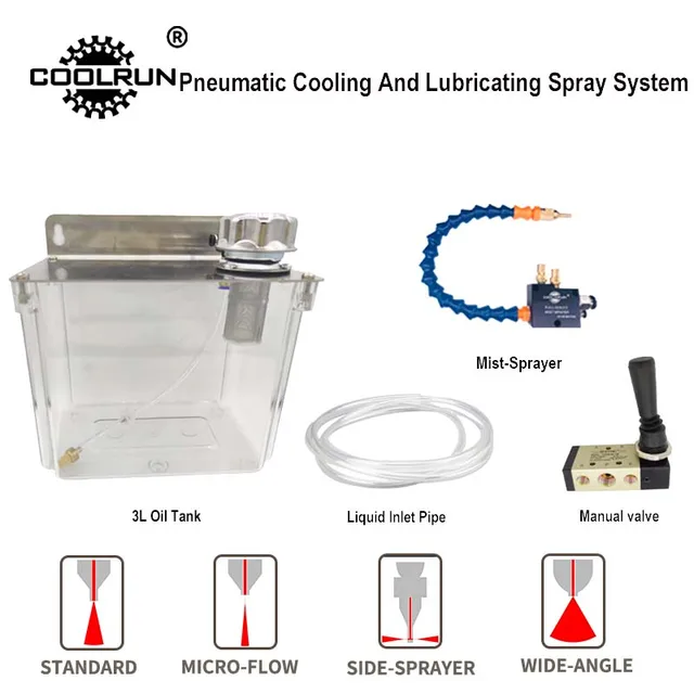 CNC Machine Tool Pneumatic Sprayer Water Pipe Oil Pump Lubrication System Low Pressure Water Spray Transparent 3L Oil Tank Package 2