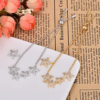 

European and American bracelet female starfish series shiny crystal diamond atmospheric elegant fashion accessories wholesale