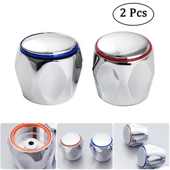 

Hot Cold Faucet Handle Knob Universal Replacement Handle Silver Tone Red+Blue 2Pcs/Set Faucet Knob Handle Bathroom accessories
