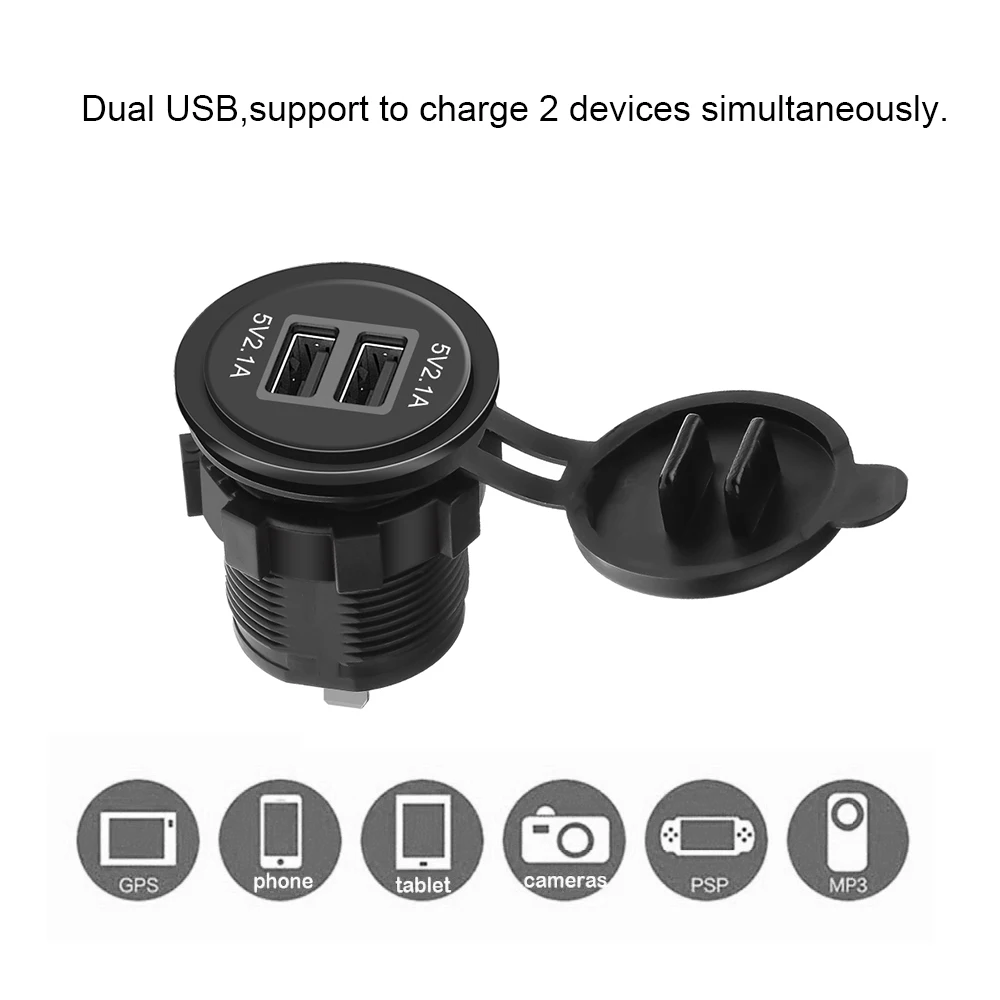 Двойной USB зарядное устройство KEBIDU 5 В/3A QC 3 0 розетка 12-24 В адаптер питания со