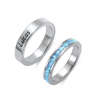 

AILIN Customize Name Rings Crystal Rhinestone Stackable Rings Women Wedding Jewelry Minimalist Rings Jewelry