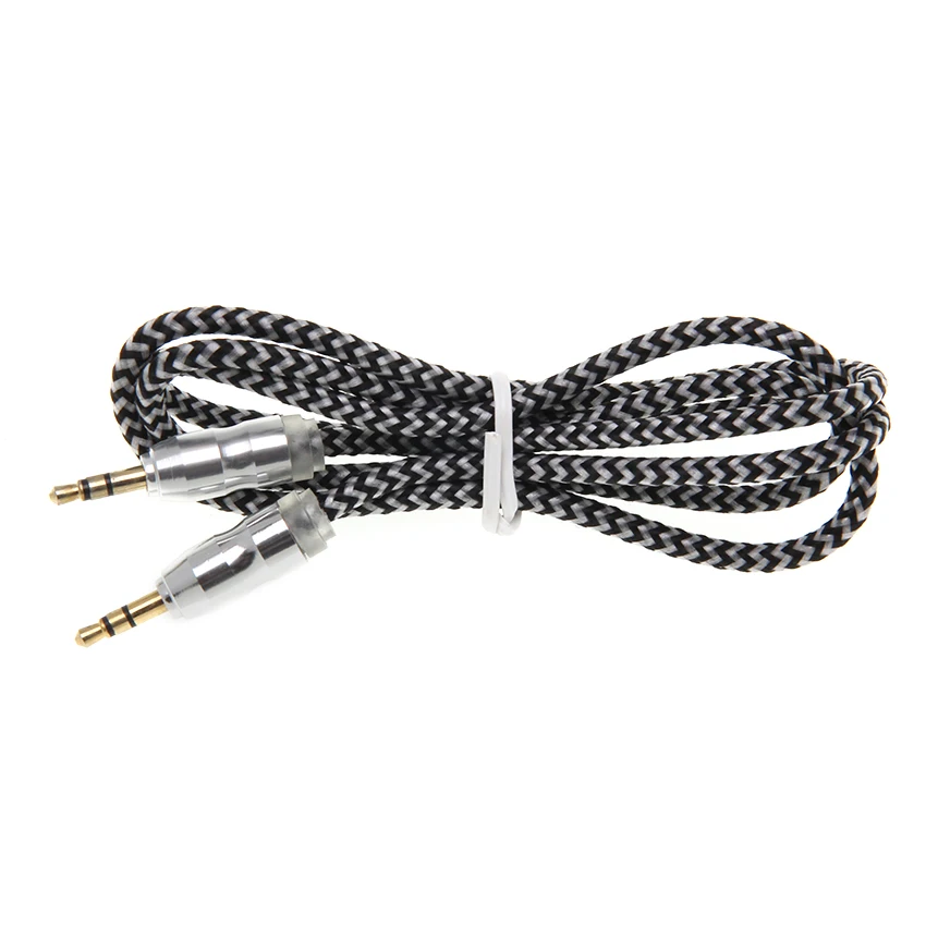 Nylon Braided Audio Cable Jack 3 5 Mm Male To Male Cloth Audio Aux Cable for IPhone Car Headphone Speaker Wire Line 50pcs lot
