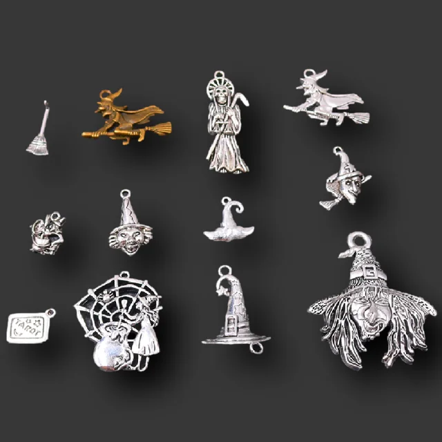 Metal Jewelry Accessories, Metal Witch Charms, Metal Hat Charms