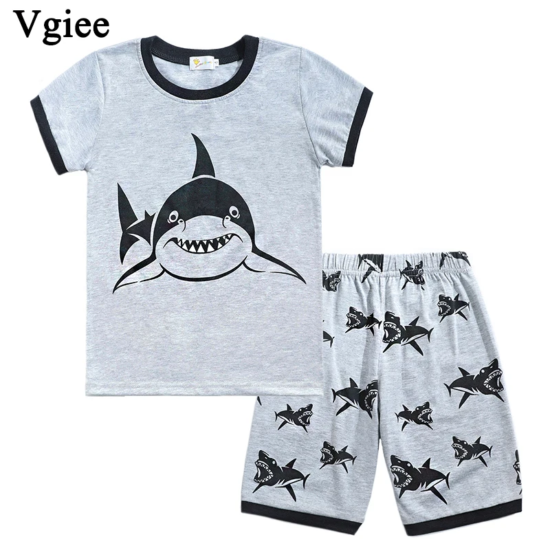 Vgiee/детская одежда; детская одежда для мальчиков; коллекция года; Модный летний комплект для мальчиков с короткими рукавами и круглым вырезом; детская одежда; CC142