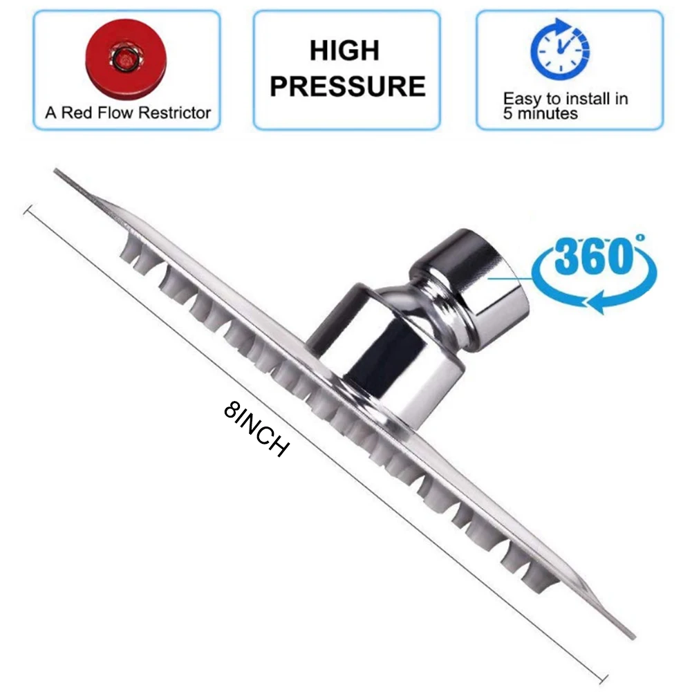Home decor High Pressure Shower Head, 8 Inch Rain Showerhead, Flow Large Bath Shower 304 Stainless Steel  bathroom Accessories