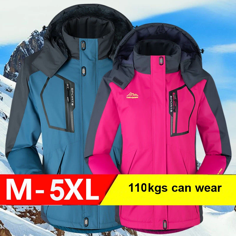 

2020 Men Women Winter Camp Climb Ski Fish Trekking Hike Waterproof Jackets Hood Windbreak Plus size Coat Oversize M-5XL Fur Warm