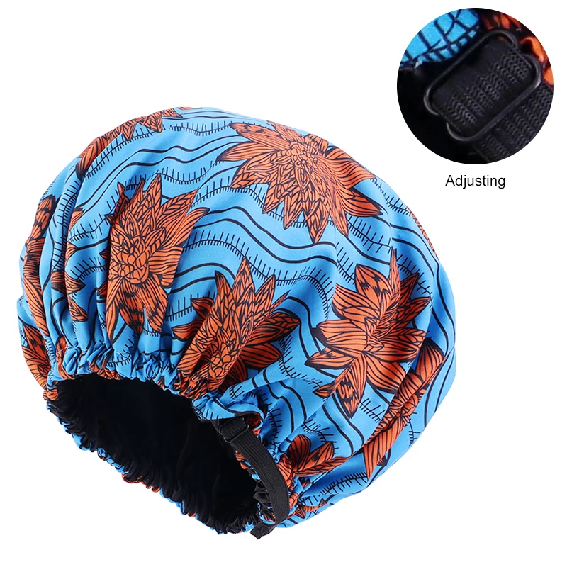 New Reversible Satin Bonnet double layer adjustable size Sleep Night Cap Head Cover Bonnet Hat for For Curly Springy Hair Black ladies head wraps Hair Accessories