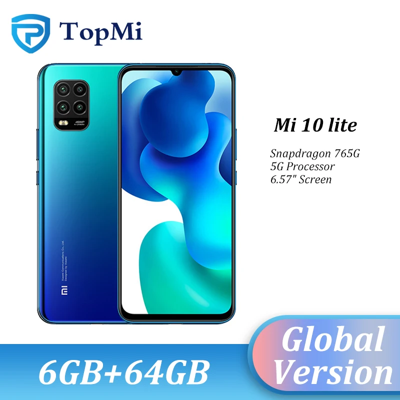 Новый Смартфон Xiaomi Mi 10 Lite глобальная версия 5G 6 ГБ 128 Восьмиядерный процессор