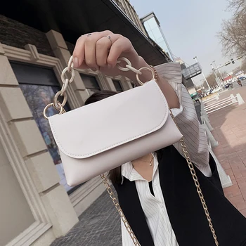 

Soft Leather Mini Clutch Purses 2020 Women Casual Handbag Fashion Acrylic Chain Pink Crossbody Bag Lady's Shoulder Messenger Bag