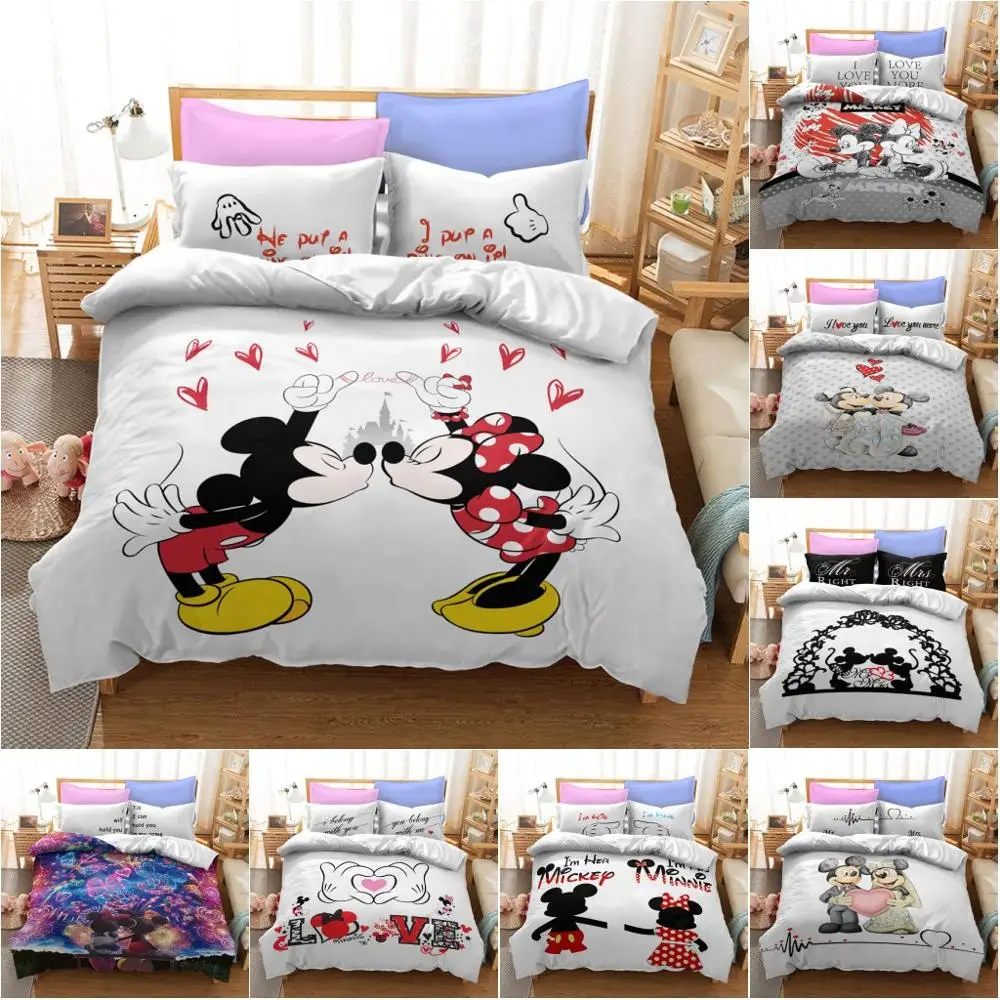 3D Disney Mickey Minnie Mouse Duvet Cover Set with Pillowcase Bedroom