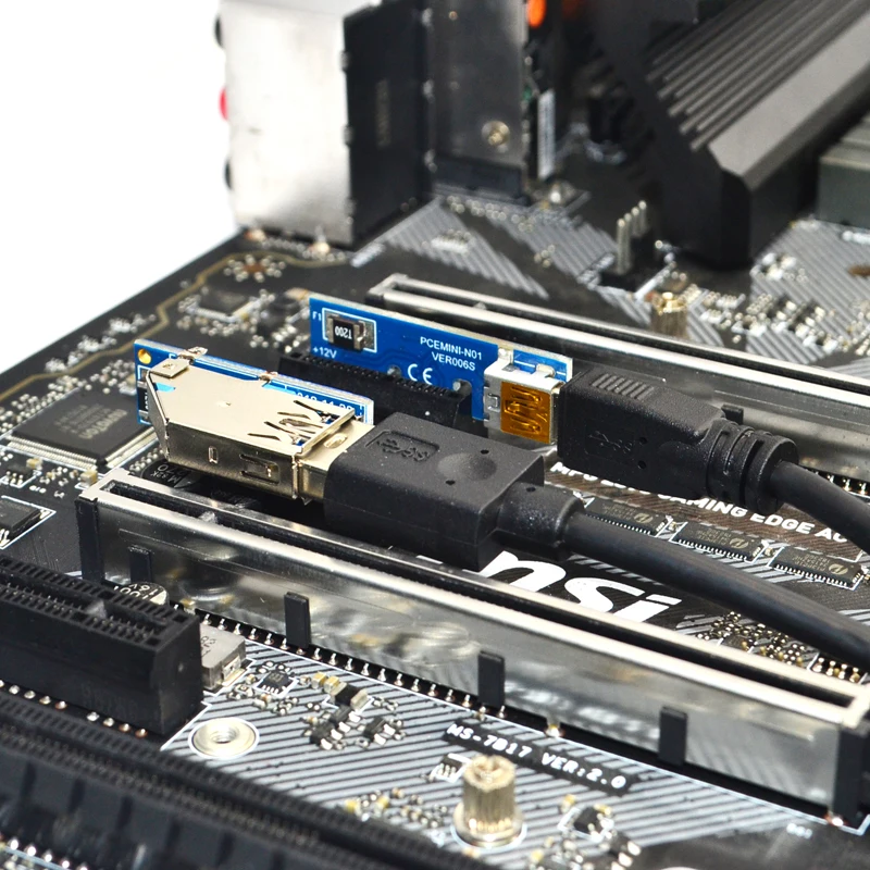 PCI-E X1 удлинитель PCI Express USB 3,0 адаптер Raiser PCIE 1X Riser Card USB 3,0 PCI-E SATA PCI E Riser PCI Express X1 в X1 слот