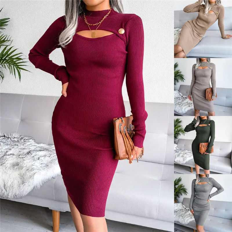 

Party Night Long Sleeve Fashion Women Dress Bodycon Casual Mini Sexy 2023