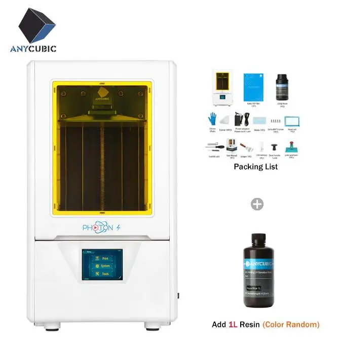 ANYCUBIC 3d принтер фотон-с новейший lcd 405nm УФ Смола 2,8 дюймов цветной TFT экран ЖК-экран Быстрый срез 3d принтер DIY комплект - Цвет: PhotonSAdd1L