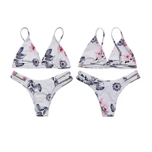 Женский Летний Пляжный бикини, комплект из 2 предметов, праздничный цветочный бюстгальтер, стринги, комплект, идеально подходит для катания на яхте, вечерние, Гавайские вечеринки