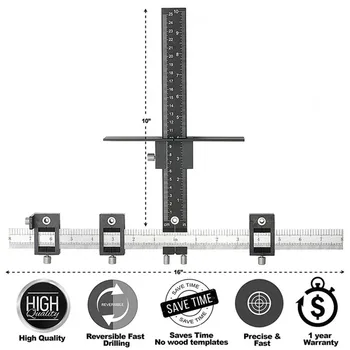 

1*Drill Guide Punch Locator Woodwork Ruler Hole Cabinet Hardware Jig Pull Tool New Arrival