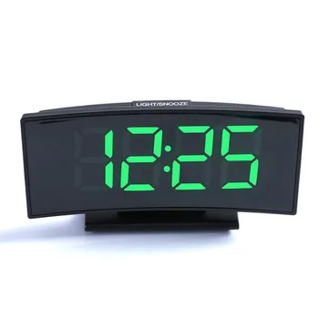 

Electronic Clock Desktop Multi-function Alarm Clock Curved Mirror Clock External Power Supply