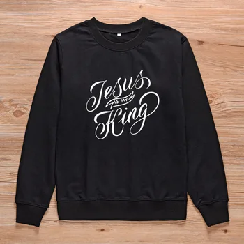 

ONSEME Jesus Is my King Slogan Women Sweatshirt Crewneck Long Sleeve Sweatshirts Pastel Clothes Plus Size Women Clothing S-129
