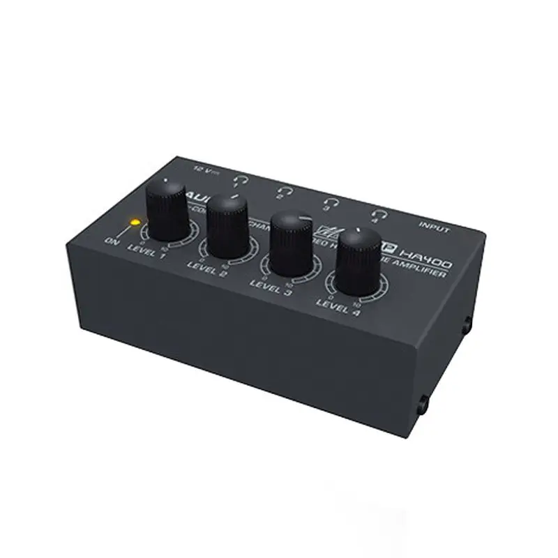 4 Channels Headphone Amplifier Mini Stereo Audio Earphone Splitter For Sound Reinforcement Studio Black Color