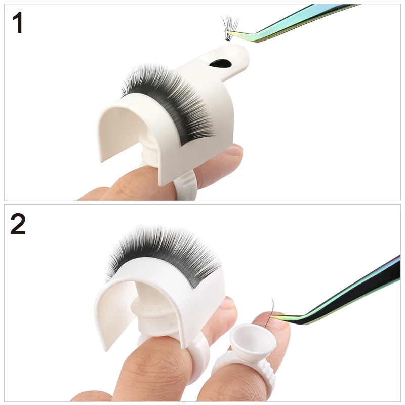 NATUHANA 1set U 밴드 래쉬 장치 스트립 홀더 링(접착제 플레이트 포함) 속눈썹 연장용 접착제 속눈썹 팔레트 홀더