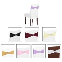 10 шт., свадебные украшения, эластичный Чехол для стула из спандекса, банты, эластичные ленты для стула с пряжкой, слайдер, пояса, банты, 7 цветов