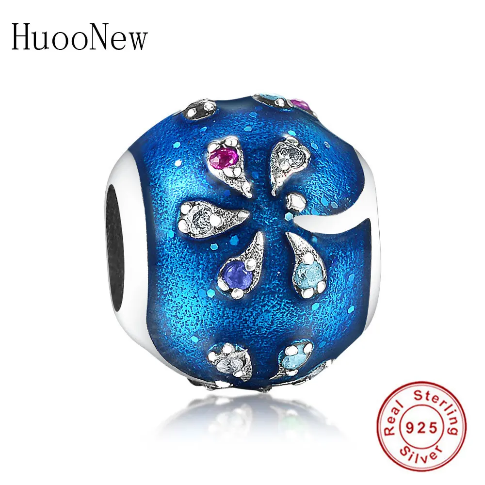 HuooNew Fit Original Pandora Амулеты Браслет с подвесками 925 пробы Серебряная лампа синяя
