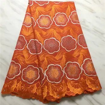 

African Lace Fabric French 100% Cotton Embroidered High Quality Nigerian Swiss Voile Lace Fabric 5Yards/Lot For Wedding party