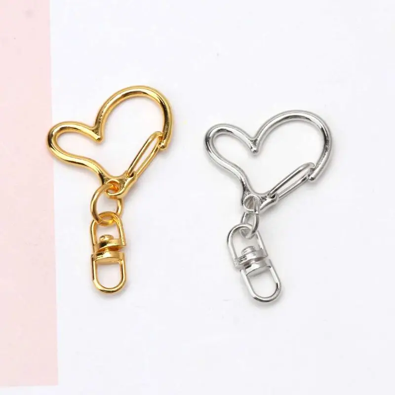 

10Pcs DIY Metal Heart Keychain Swivel Lobster Clasp Snap Hook Jewelry Findings M2EA