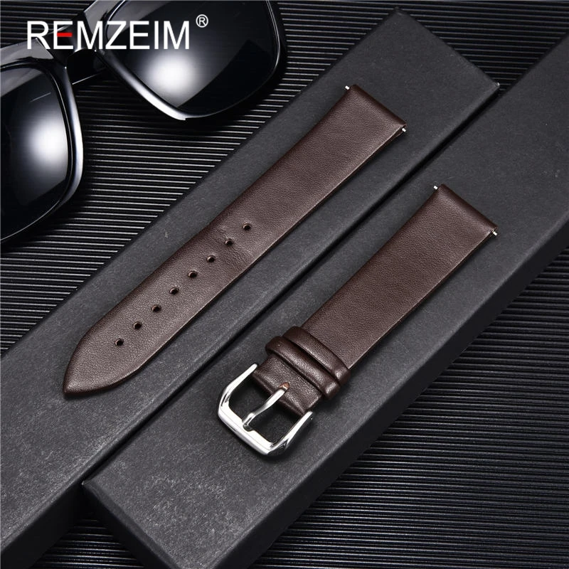 Cowhide Watch Band Genuine Leather 16mm 18mm 20mm 22mm Thin Smooth Strap Belt Suitable for DW Watches Galaxy Gear s3 | Наручные часы