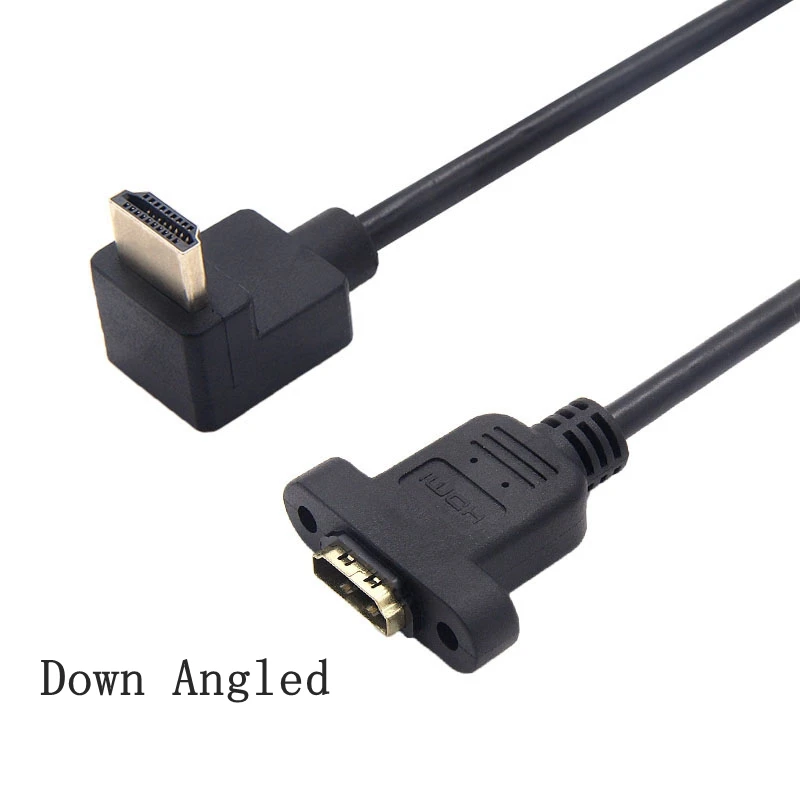 Compatível com Hdmi 90 Graus Ângulo Direito Panel Mount Soquete Cabo de Extensão Hdtv Parafuso Feminino para Masculino Painel Conector Cabo - Imagem 3
