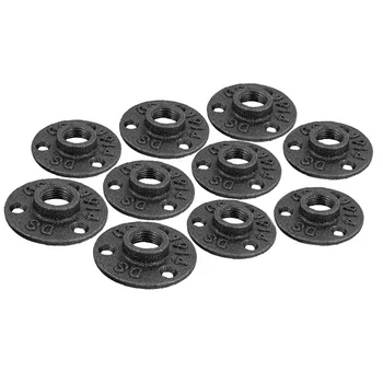 

HOT-1 inch Floor Flange, Malleable Pipe Fittings Flanges with Threaded Hole for DIY Project Furniture Shelving Decoration