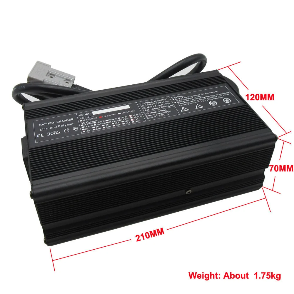 900W 72V 10A LiFePO4 Fast Charger Output 87.6V 10A Used for 72V 24S LFP LiFePO4 Battery Pack Ebike forklift motorcycle
