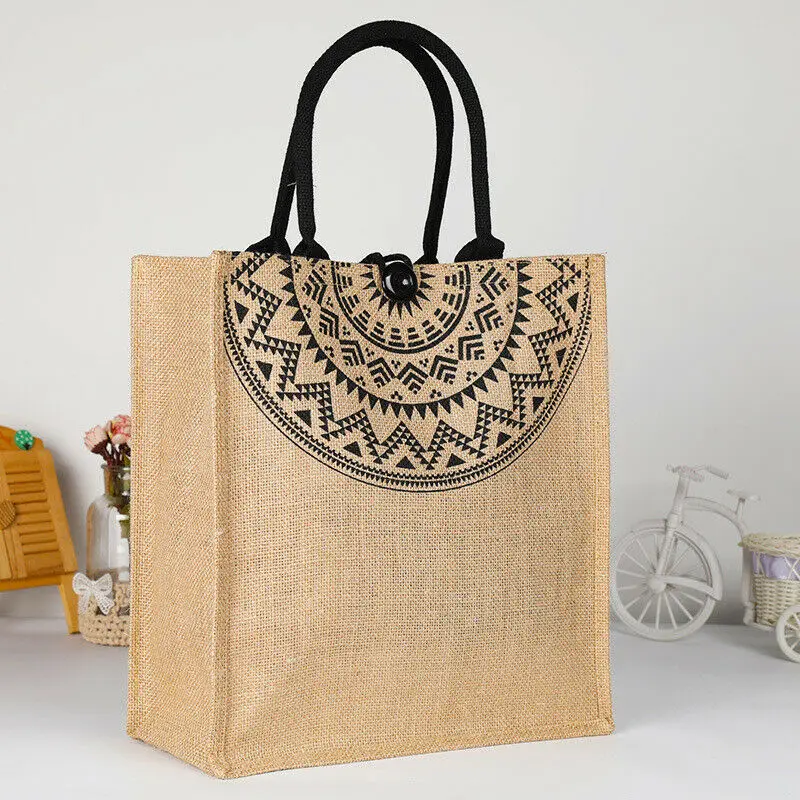 Medium Сделано в Китае классический джут Hessian многоразовые Экологически чистые Tote шоппер продуктовые хозяйственные сумки - Цвет: Medium